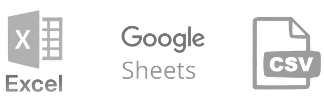 Excel, Google Sheets, CSV